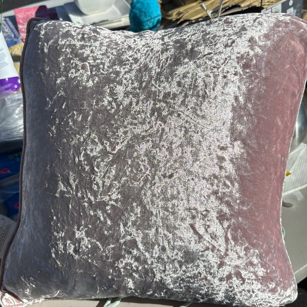 Pink crushed velvet throw pillow